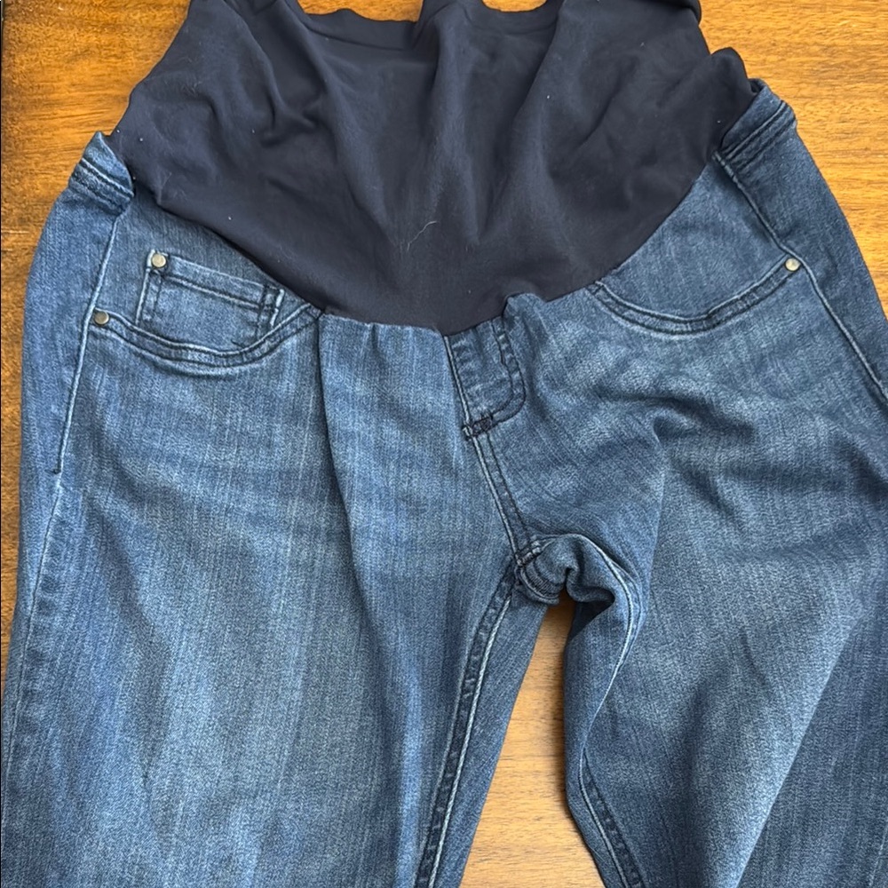 Blue Maternity Jeans with Elastic Belly Panel